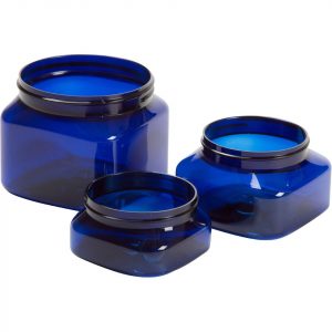 bluejars-300x300 Blue square plastic jars